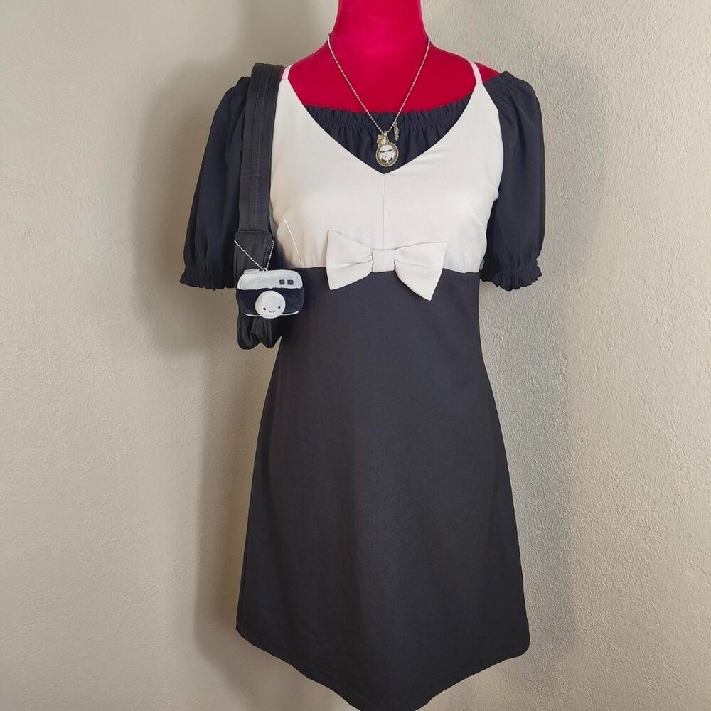 Black and White Empire Waist Sleeveless Office Siren Coquette In Awe Large
